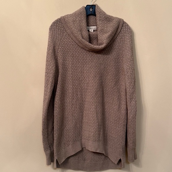 If It Were Me Tan Textured Cowl Neck Sweater Size Large Cozy Neutral Knit - Picture 2 of 5